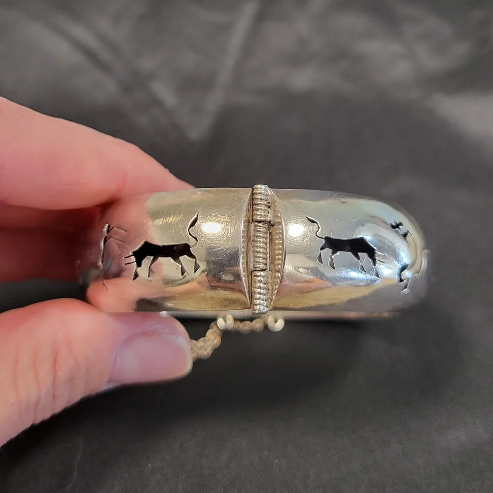 Vintage Mexican sterling silver Picasso bullfight storytelling bracelet EUC! - Picture 3 of 13